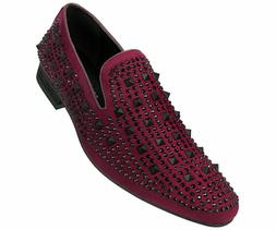 Amali Mens Metallic and Studded Smoking Slipper Loafer Dress