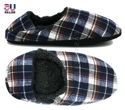 Shoes With Grippers  Slip-on Fuzzy Plaid 8-12
