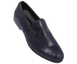 Amali Mens Navy Blue Snake Printed Smoking Slipper Style Sli