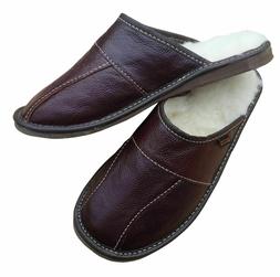 Mule Shoes Black Leather Wool Size 7 8 9 10 11 12 13