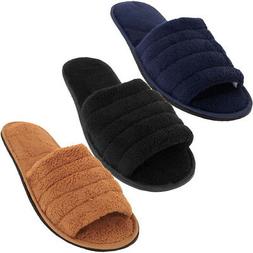Open Toe House Shoe Slip On Scuff Bath Soft Terry Cloth Flex
