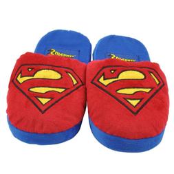 Superman Super Hero Cartoon Plush Slipper Mens Adult Red Blu